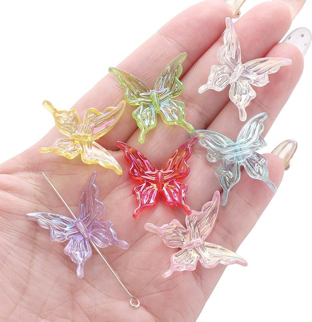 Beadia Schmetterling Perlen Charms, Acryl, klar, AB Farbe, Unisex - Bild 1