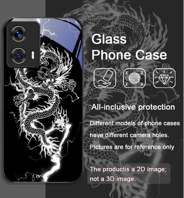 Motorola Handyhülle mit Drachenmuster als Hartschalen-Cover in Schwarz für Moto Edge 50 Fusion 40 Neo 30 Pro G85 G84 G75 G55 G54 G64 - Bild 1