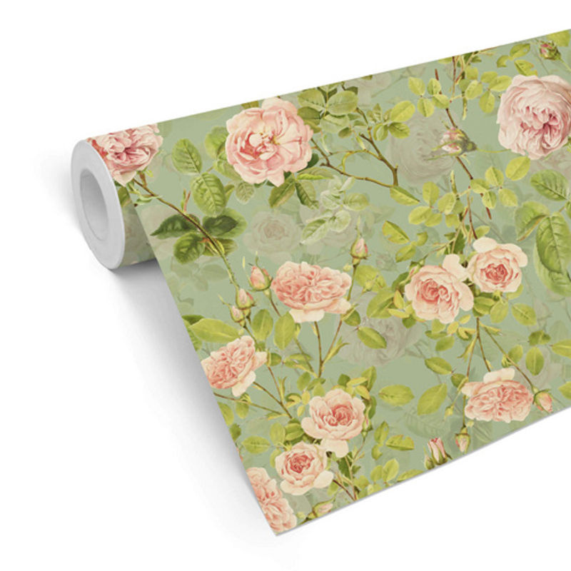 K&L Wall Art Vintage Vliestapete mit rosa Pfingstrosen und floralem Design, mehrfarbig, matt - Bild 2