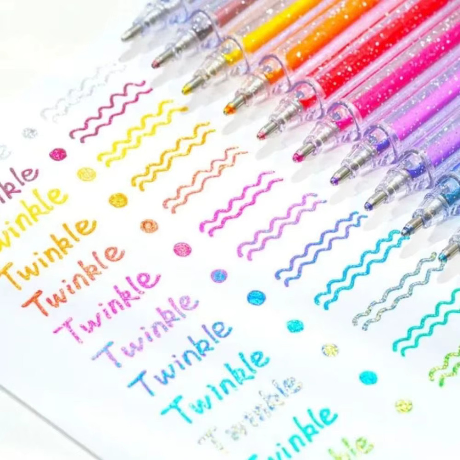 Glitzer Gel Stifte Set in Mehrfarben für Schüler und zum Markieren von Texten - Bild 3
