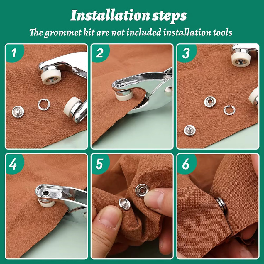 JAY HOME Druckknopf-Kit mit 50 Sätzen Druckknöpfen 9,5mm in Silber aus Metall für Jeans, Stoff und DIY-Bastelprojekte - Bild 5