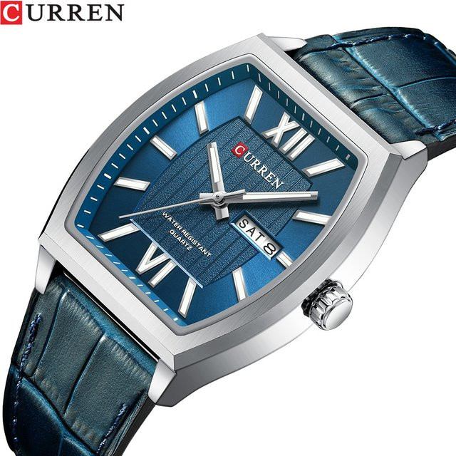CURREN Armbanduhr, Quarz, Leder, Blau, Herren - Bild 1