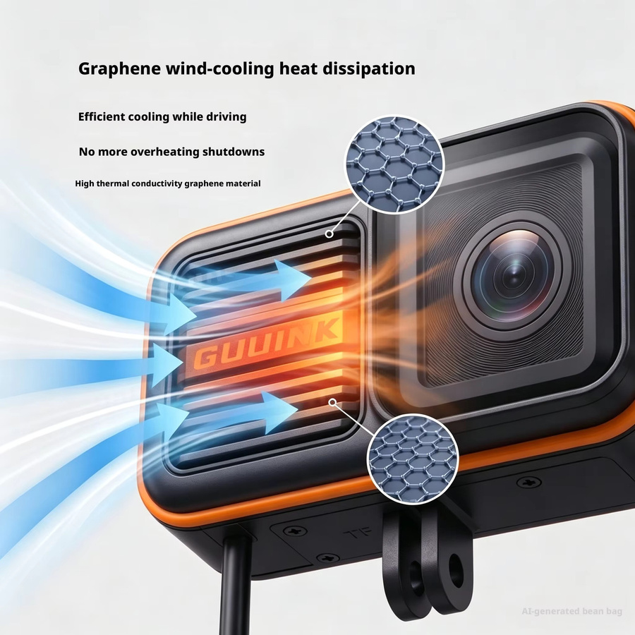 Wasserdichte Motorrad-Dashcam mit 4K UHD Vorne und 1080P Hinten, kabelgebundene Doppelkamera mit WLAN und Nachtsicht, Schwarz - Bild 2