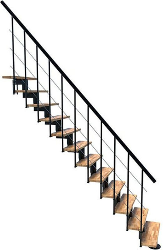 Minka Gerade Treppe mit 12 Stufen in Schwarz und Buche im Industrial Design Breite: 80 cm - Bild 1
