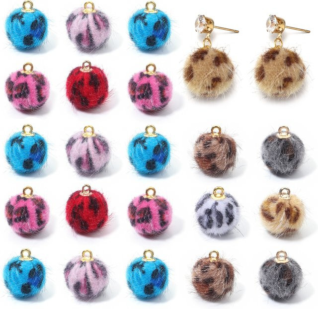 louleur Charms Anhänger, Leopardenmuster, Plüschfell, 16 mm, Bunt, Unisex - Bild 1