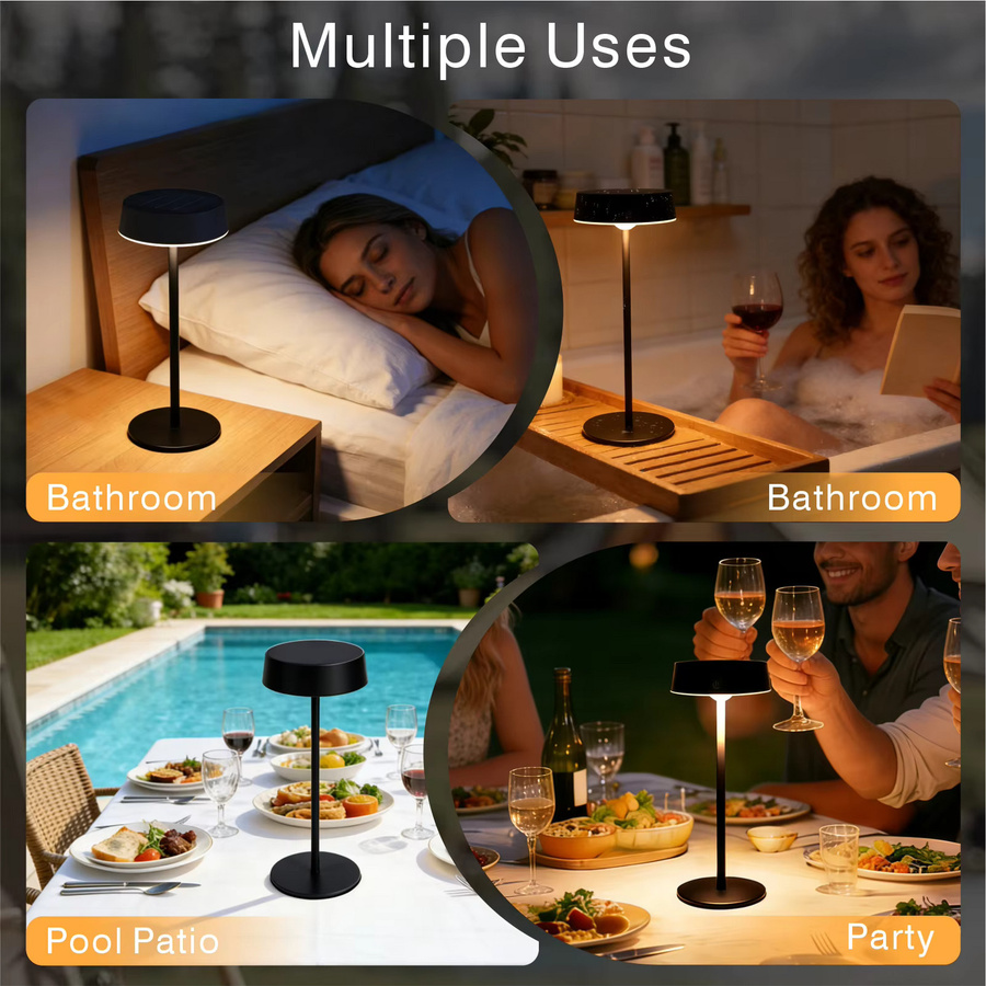 KFV LED Schreibtischlampe mit Solarfunktion und Touch-Steuerung, Schwarz, Wasserdichte Tischlampe mit 3 Farbtemperaturen für Schlafzimmer und Camping - Bild 6
