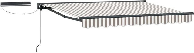 vidaXL Elektrische Ausziehbare Markise mit Fernbedienung, Hellgrau und Weiß, B: 500 cm, T: 300 cm - Bild 1