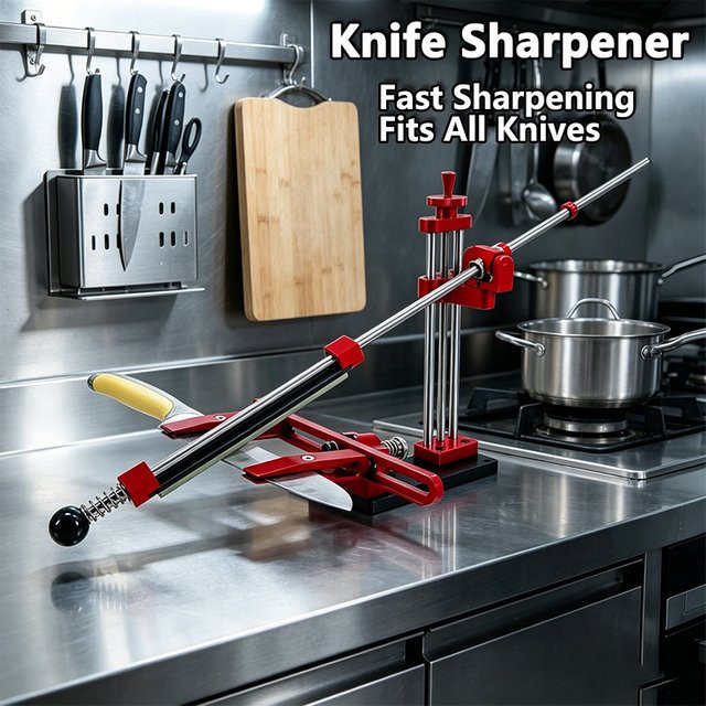 RSCHEF Messerschärfer aus roter Aluminiumlegierung mit einstellbarem Winkel für Küchen-, Jagd- und Holzbearbeitungsmesser - Bild 1
