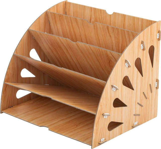 CRELANDO Schreibtisch Organizer Büroregal aus Holz in Braun mit mehreren Fächern - Bild 1