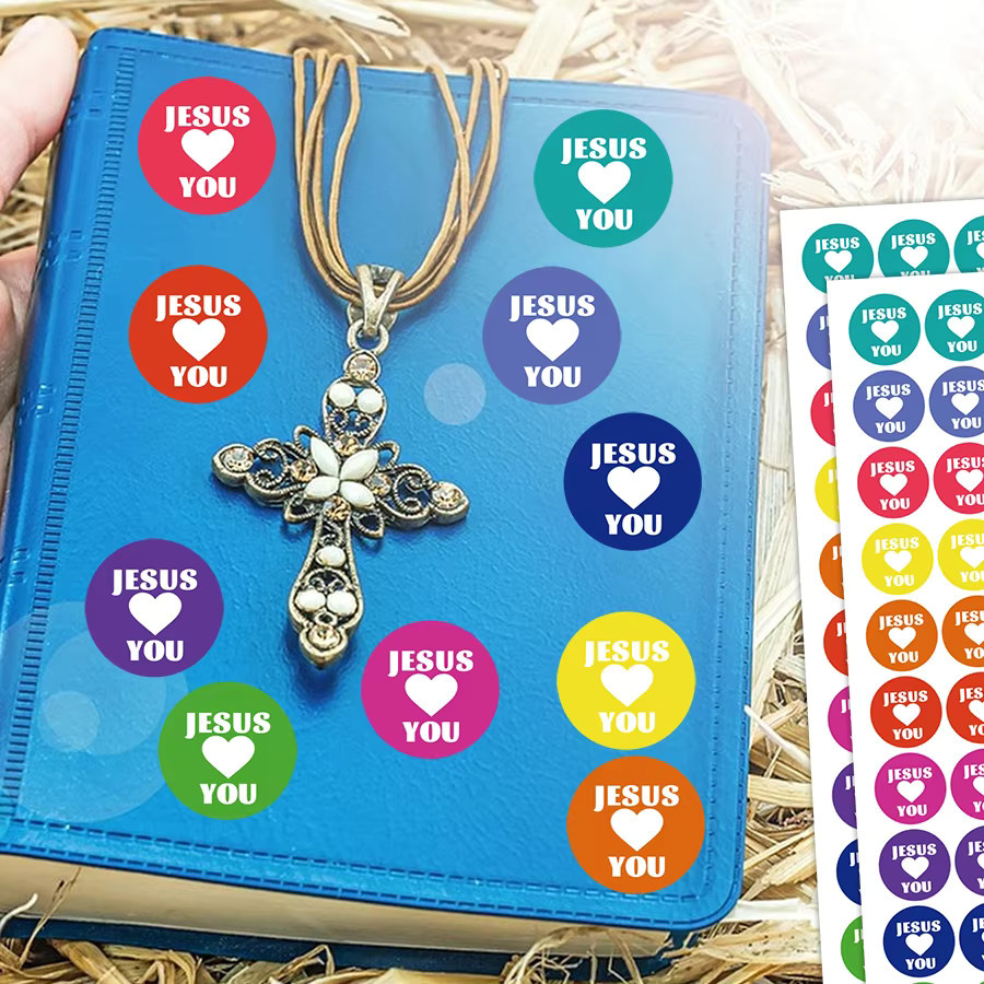 700 Stück Jesus Loves You Aufkleber in 10 Farben aus Papier für vielseitige Anwendungen - Bild 4