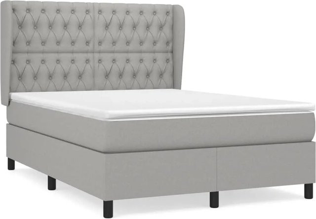 vidaXL Boxspringbett mit Matratze Hybrid-Design in Hellgrau, B/T/H: 140 x 190 cm - Bild 1