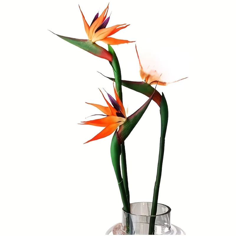 3er Set künstliche Paradiesvogel-Blumen Strelitzia von HAOSHICS in Orange, 62,23 cm lange Stielblumen für deine DIY Dekoration - Bild 6