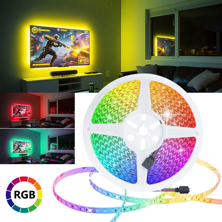 HAGAHA RGB LED Lichtstreifen Multicolour, 5m, 120 LEDs/m, SMD 3535, selbstklebend und zuschneidbar, ideal als TV Hintergrundbeleuchtung - Bild 4