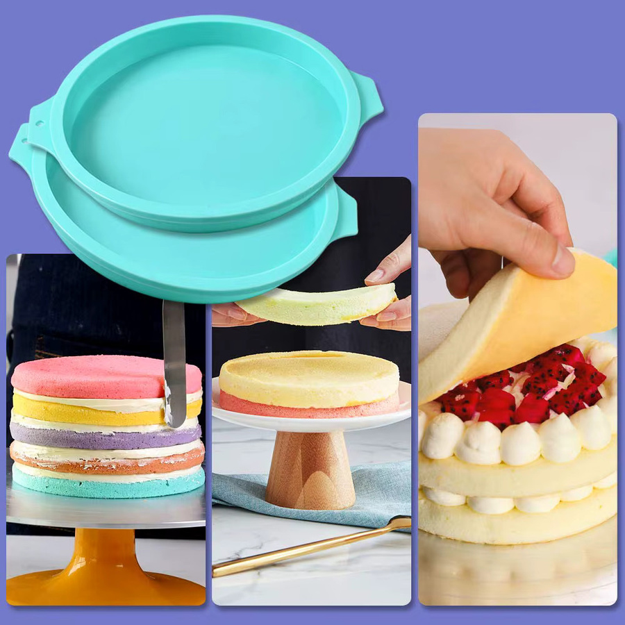 Runde Silikon Kuchenform von FSMHOME in Türkis für Schichtkuchen und Mousse, Durchmesser: 15,0 cm, Höhe: 4,0 cm - Bild 2
