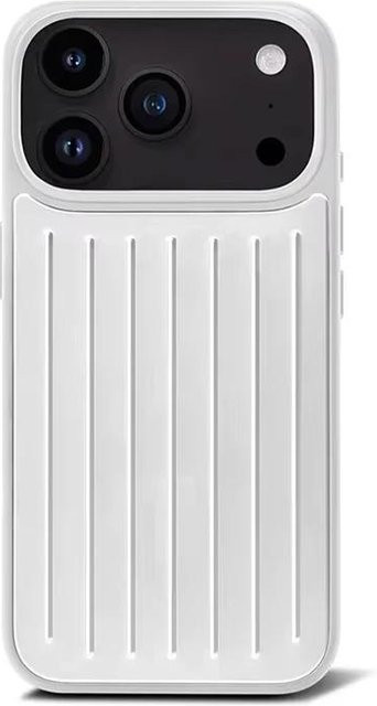 Stilvolle Business Schutzhülle mit 3D-Streifen-Design für Apple iPhone 17 Pro Max, 16, 15, 14, 13 in Beige, stoßfester Bumper mit Rippenstruktur - Bild 1