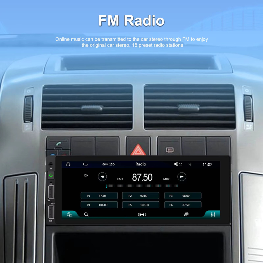 Podofo Auto-MP5-Radio mit 6,86 Zoll Display, CarPlay, Android Auto, Mirror Link und Bluetooth in Schwarz - Bild 4