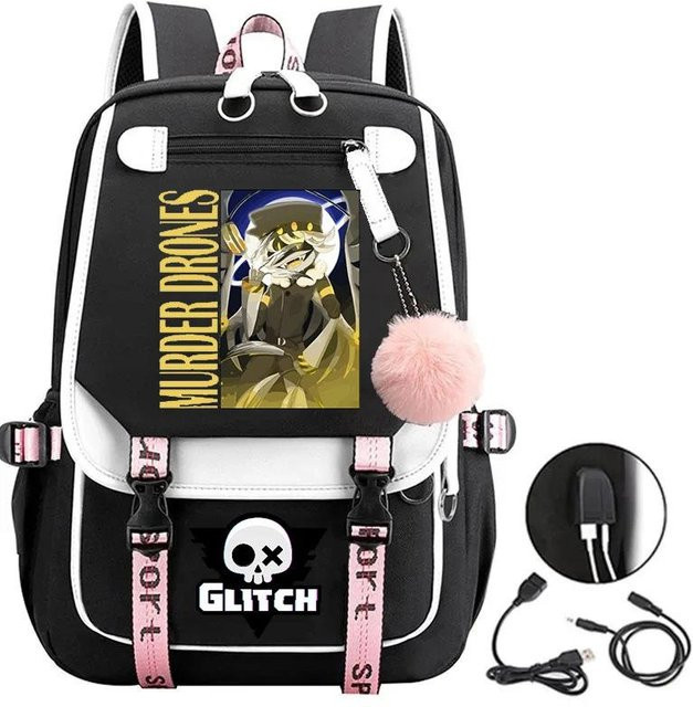 3-teiliges Schulrucksack-Set aus Oxford-Stoff in Schwarz mit Schultasche und Federmäppchen, H x B x T: 46 x 29 x 16 cm - Bild 1