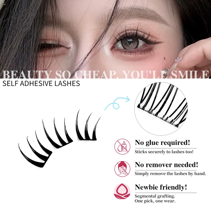 Sosweet Falsche Wimpern, selbstklebend, natürlich - Bild 3