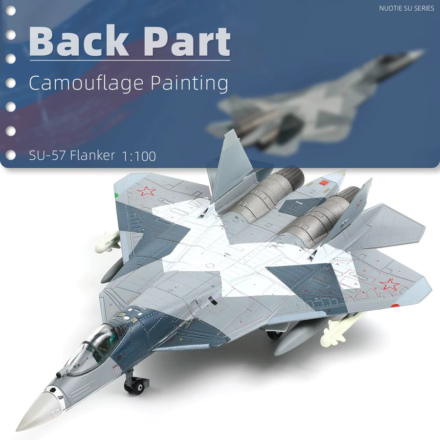NUOTIE Su-57 Snow Split Version Kampfflugzeugmodell, 1:100, Metall, Grau - Bild 2