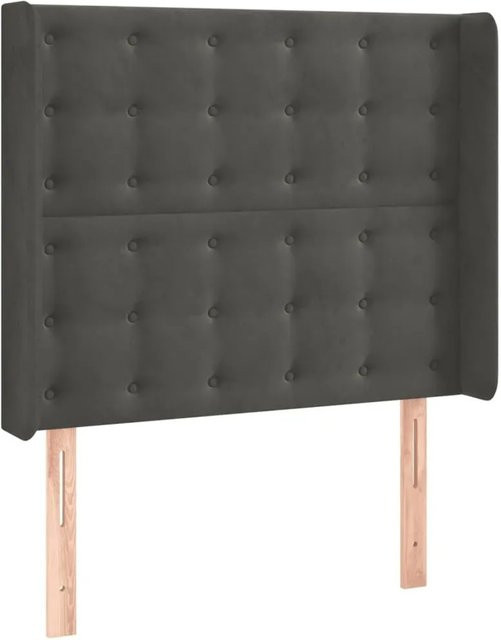 vidaXL LED Kopfteil aus Samt in Dunkelgrau mit USB-Ladeport und integrierter Beleuchtung B/T/H: 103 x 16 x 118/128 cm - Bild 1