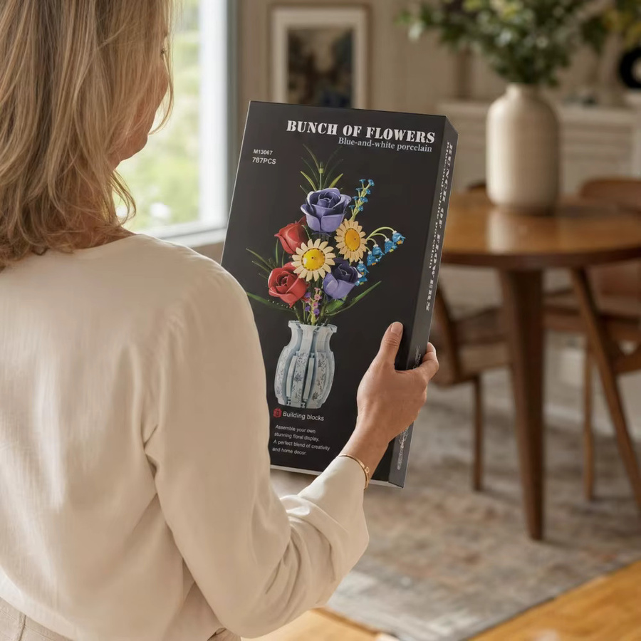 FUNXINEE Blumenstrauß-Bausteine, 787 Teile, mit Vase - Bild 6