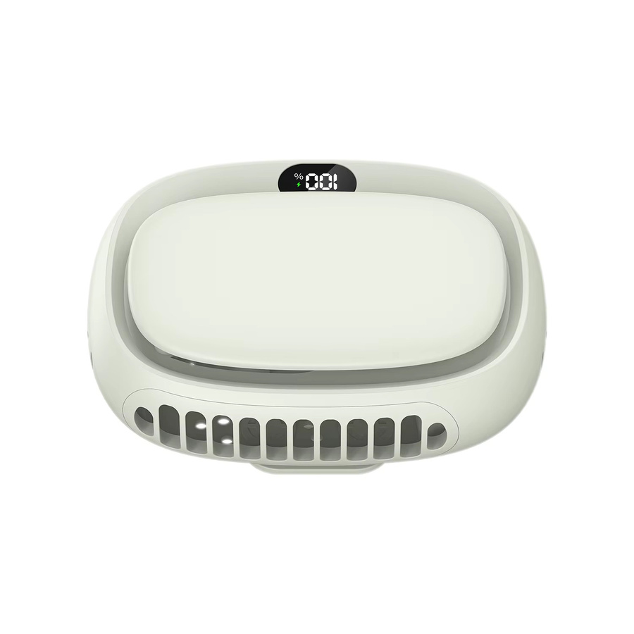 Vissko Mini-Ventilator Weiß, tragbarer Halsventilator mit 1800 mAh Akku, 5-Gang USB-wiederaufladbar mit Display - Bild 7