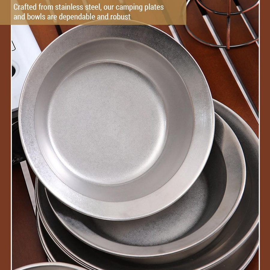 Aimo Camping Geschirr Set aus Edelstahl in Silber, 16-teilig für Outdoor, Camping und Wandern - Bild 5