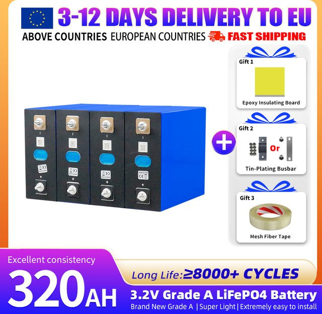 PWOD LiFePO4 Batterie 320Ah 3,2V Klasse A Lithium-Eisenphosphat-Zelle für Heimenergiespeicher - Bild 1