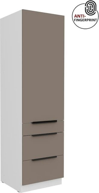 Küchen Hochschrank ARIA Sandgrau matt mit Innenschubladen und Regalen Breite: 60 cm - Bild 1