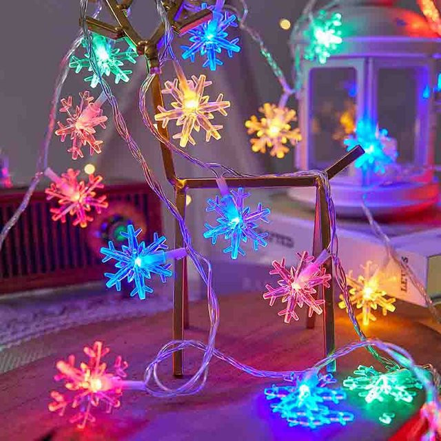 USB LED Schneeflocken Lichterkette mit RGB Multicolour Fee Anhängern für Weihnachten und Winter Dekoration Indoor und Outdoor - Bild 1