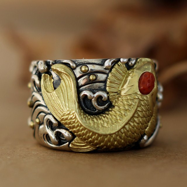 Everoyal Ring, Gold, Koi Fisch, Herren - Bild 1