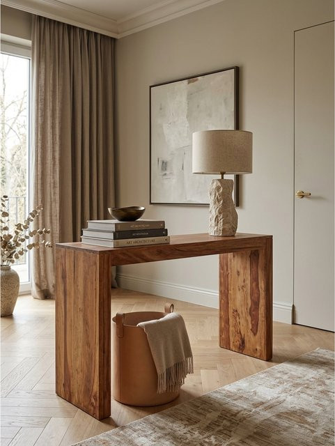 KADIMA DESIGN Konsolentisch aus Massivholz in Braun, B/T/H: 115 x 40 x 75 cm - Bild 1