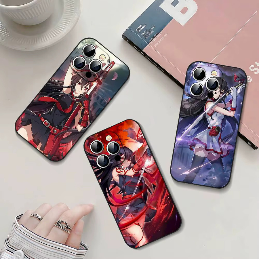 Akame Ga Kill Funda Handyhülle Schwarz für iPhone 17 16 15 14 13 11 Pro Max Plus X XR XS Max 13 Mini - Bild 2
