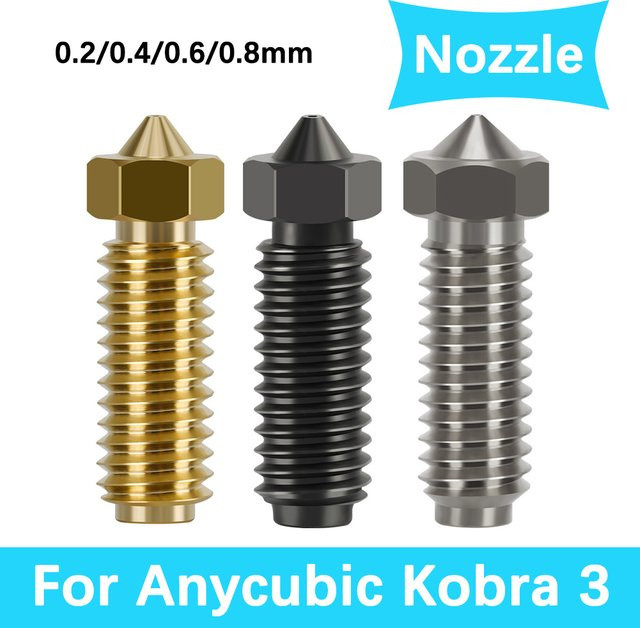 Anycubic Düsen für Kobra 3 Hotend aus Messing, Kupfer und gehärtetem Stahl für Anycubic Kobra 3 Combo 3D-Drucker-Teile in Gold - Bild 1
