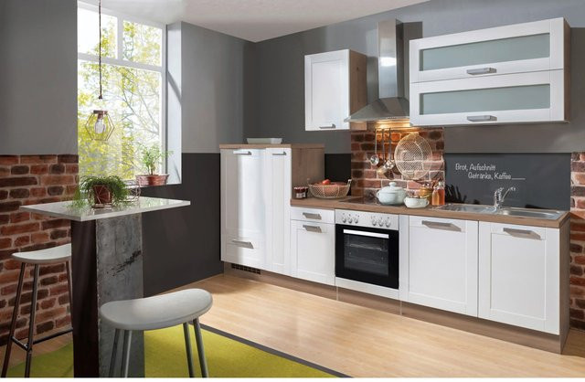 Menke Küchenzeile Artisan Premium Landhaus Weiß in Artisan-Eiche Nachbildung Breite: 300 cm, Tiefe: 60 cm - Bild 1