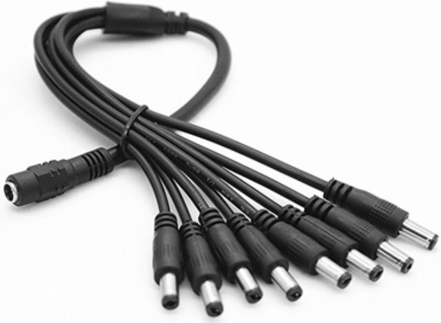 DC Power Splitter Adapter Kabel Schwarz 1 Buchse auf 4 Stecker 5,5 x 2,1 mm für CCTV Home Security Kamera und LED Zubehör - Bild 1