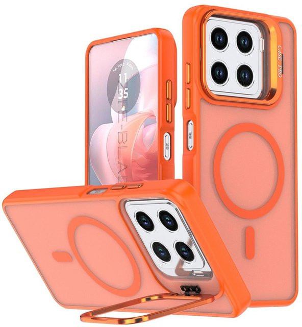 ZTE Handycase für Blade A56 4G und Blade A35E mit Ständer und Magnetischem Sturzschutz, Transluzente Hülle in Transparent und Orange - Bild 1