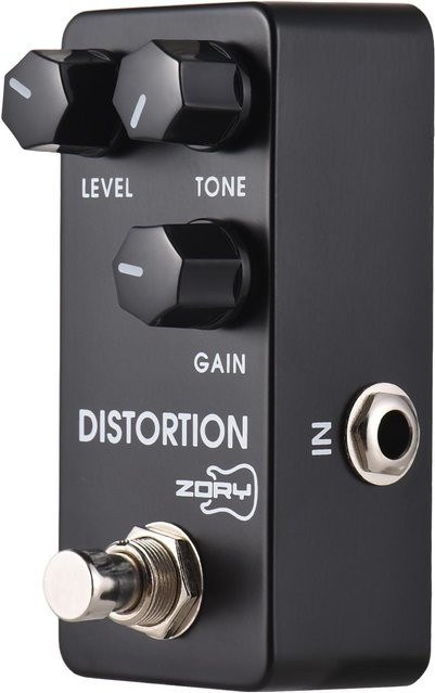 ZORY Gitarren-Verzerrungseffektpedal in Schwarz mit Level, Tone und Gain sowie 6,35 mm Eingangs- und Ausgangsschnittstelle - Bild 1