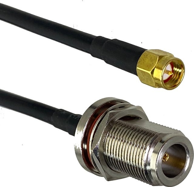 RG58 HF-Überbrückung Pigtail Kabel mit SMA Stecker und Buchse, schwarz, Länge: 20 m - Bild 1