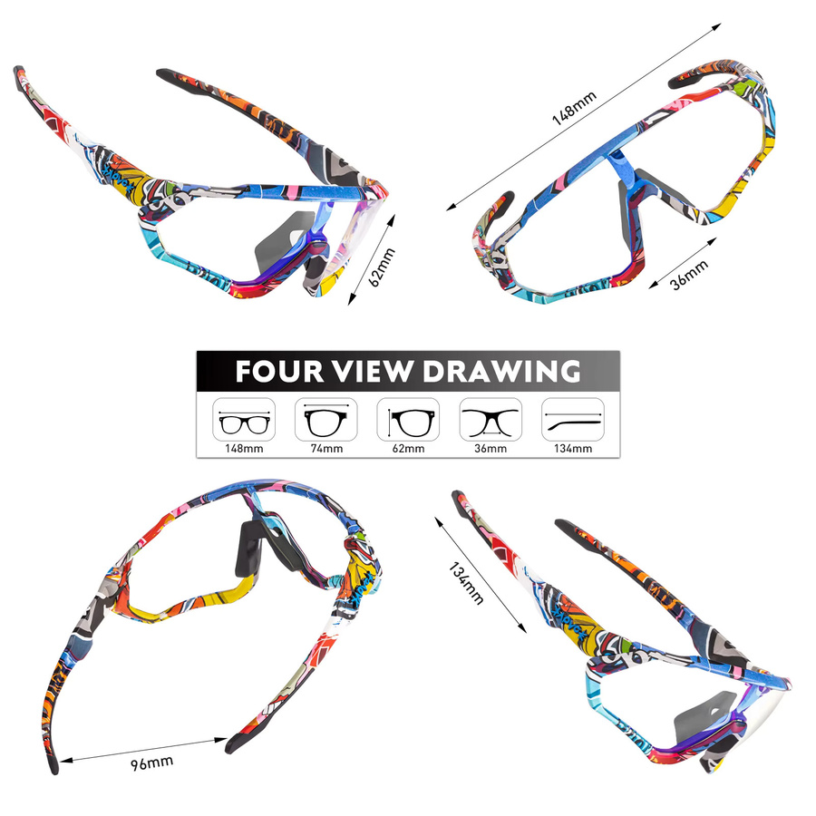 Kapvoe Sportsonnenbrille, Photochrome, Multicolor, Unisex, Kunststoff - Bild 2