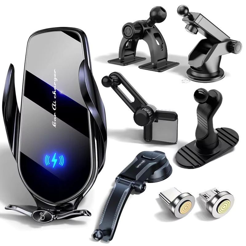 TONGDAYTECH 15W Kfz-Handy-Ladegerät mit kabelloser Ladefunktion, magnetische Halterung und automatischem Sensor-Ständer, Schwarz - Bild 5