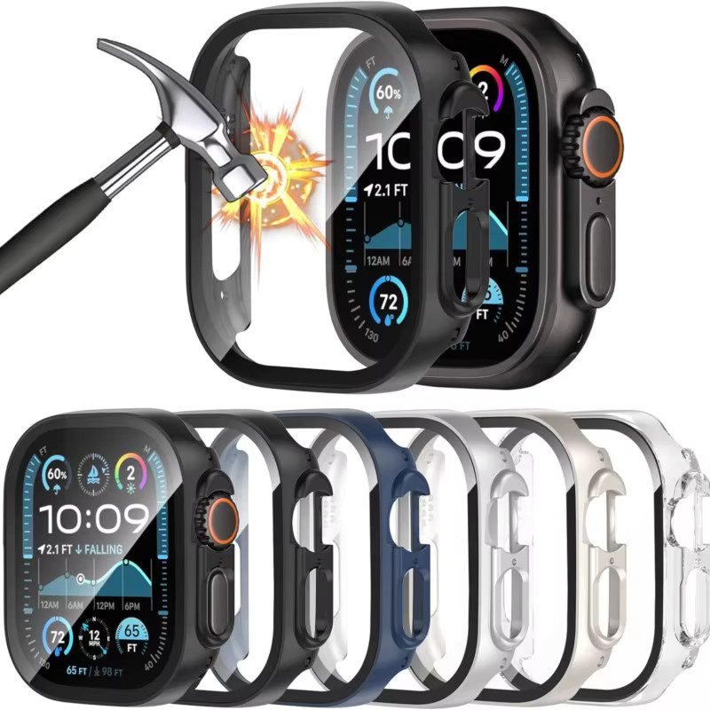 LCAPLE Schutzhülle für Apple Watch Ultra 3 und Series Ultra 1 2 mit PC-Stoßstange und gehärteter Glas-Displayschutzfolie in Schwarz - Bild 7