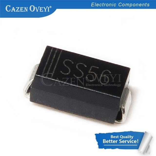 20er Set SS56B Schottky-Diode CazenOveyi, DO-214AC SMA SMD, 60V 5A, Schwarz - Bild 1
