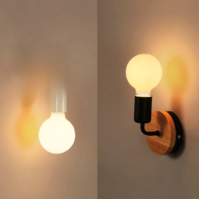 Nordische LED Wandleuchte mit E27 Fassung für Wohnzimmer, Schlafzimmer und Korridor in Schwarz oder Weiß - Bild 4