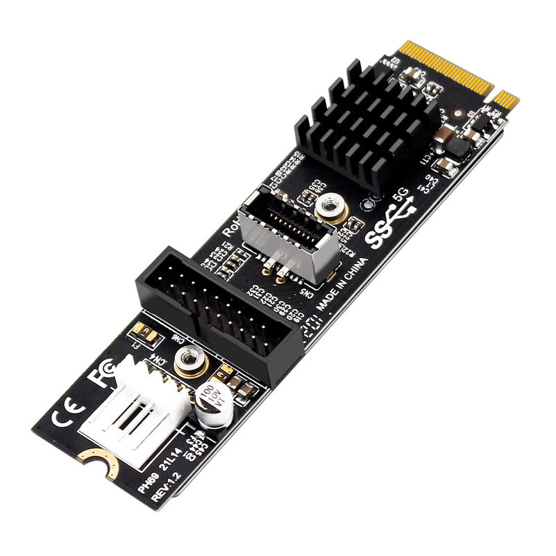 T.F.SKYWINDINTL M.2 M-Key PCIe zu USB 3.1 Typ-C und 19/20 Pin Erweiterungskarte PH69 in Schwarz - Bild 3