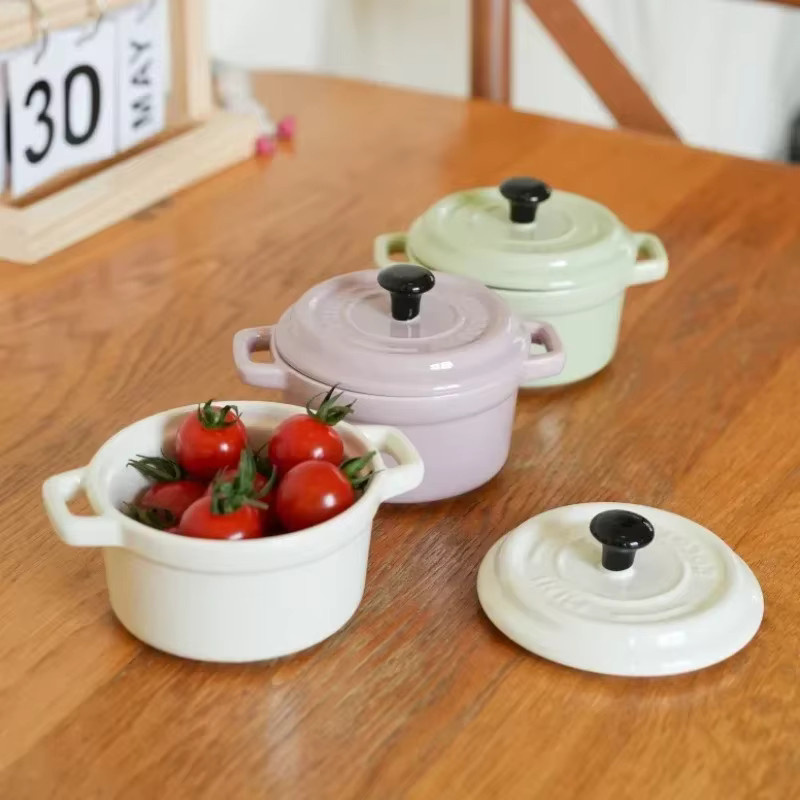 Keramik-Frühstücksnapf mit Deckel in Gelb, mikrowellengeeignet, ideal für Kinder und Suppen - Bild 2