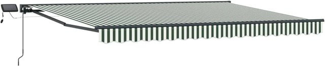 vidaXL Manueller Markisenrahmen mit LED-Beleuchtung aus Aluminium und Polyester, B: 500 cm, T: 300 cm, H: 3 cm, Farben: Grün, Weiß, Anthrazit - Bild 1