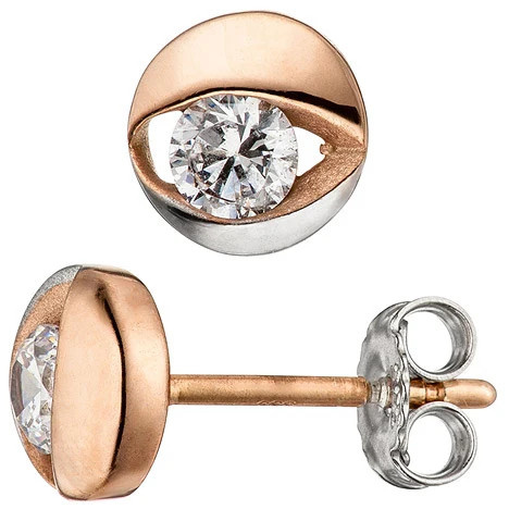 Colfem Ohrstecker 333 Rotgold, Bicolor, Zirkonia - Bild 1