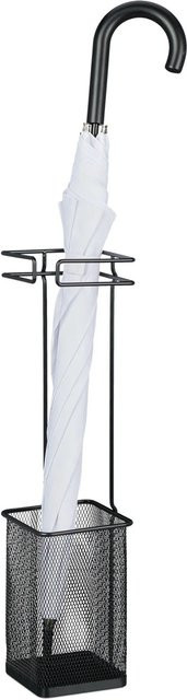 Relaxdays Regenschirmständer aus Stahl in Schwarz mit Schaumstoffpads, kompakt und rutschfest, Höhe: 52,5 cm, B/T: 13,5 x 13,5 cm - Bild 1