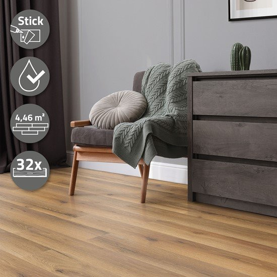 ML-Design Vinylboden Eiche Rustikal Holzoptik selbstklebend, 32 Dielen, Farbe Braun, B: 91,5 cm, B: 15,3 cm, H: 0,2 cm - Bild 2